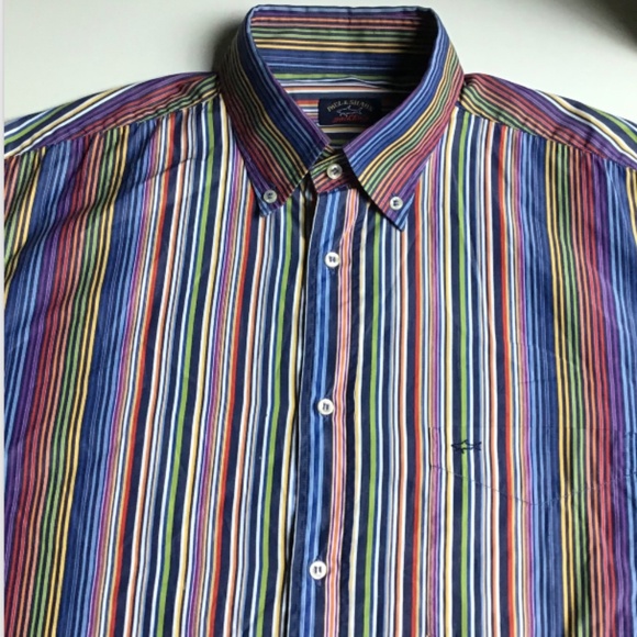 Paul & Shark colourful striped  cotton shirt Sz 42 made in Italy 🇮🇹 - Picture 7 of 8